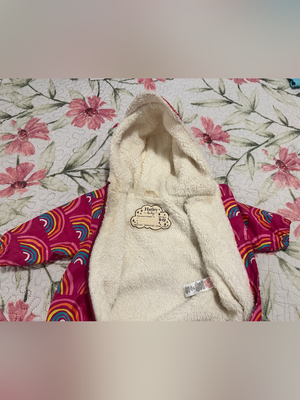 Hatley Rainy Rainbows Sherpa Lined Baby Rain Bundler Suit Size 9-12 Months - Picture 2 of 11